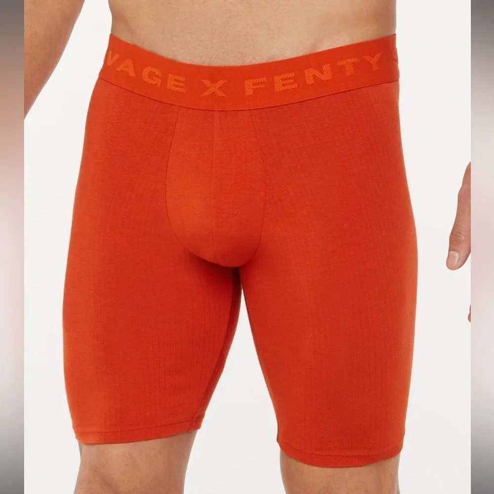 SAVAGE X FENTY 1900s Rib Long Boxer Briefs M Spiced Orange